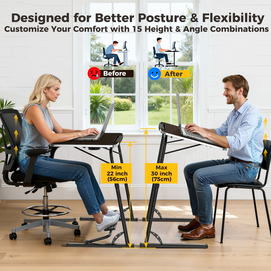 FoldWise folding laptop table for sofa & bed – black
