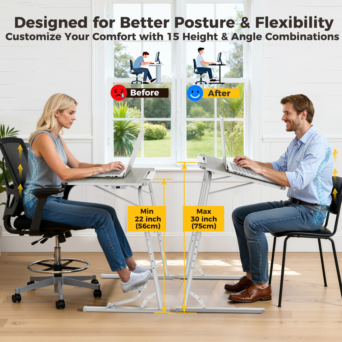 FoldWise folding laptop table for sofa & bed – white