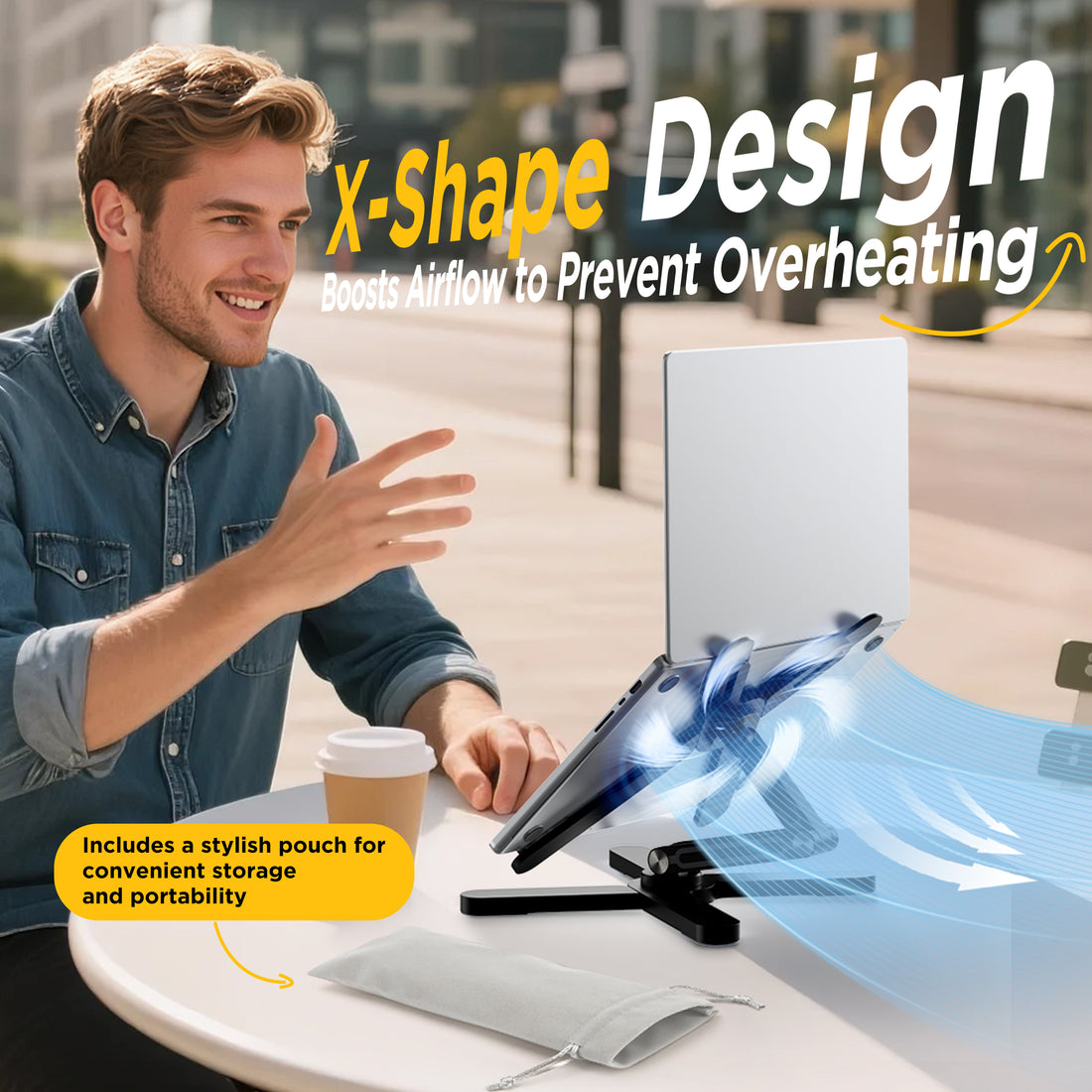 FoldWise X aluminium laptop stand – black