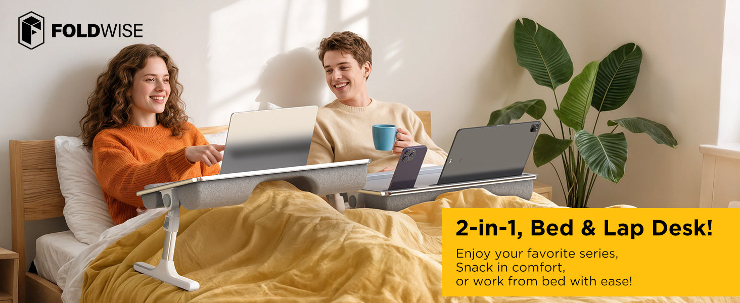 FoldWise stolek do postele a na klín 2 v 1 – White — view 1