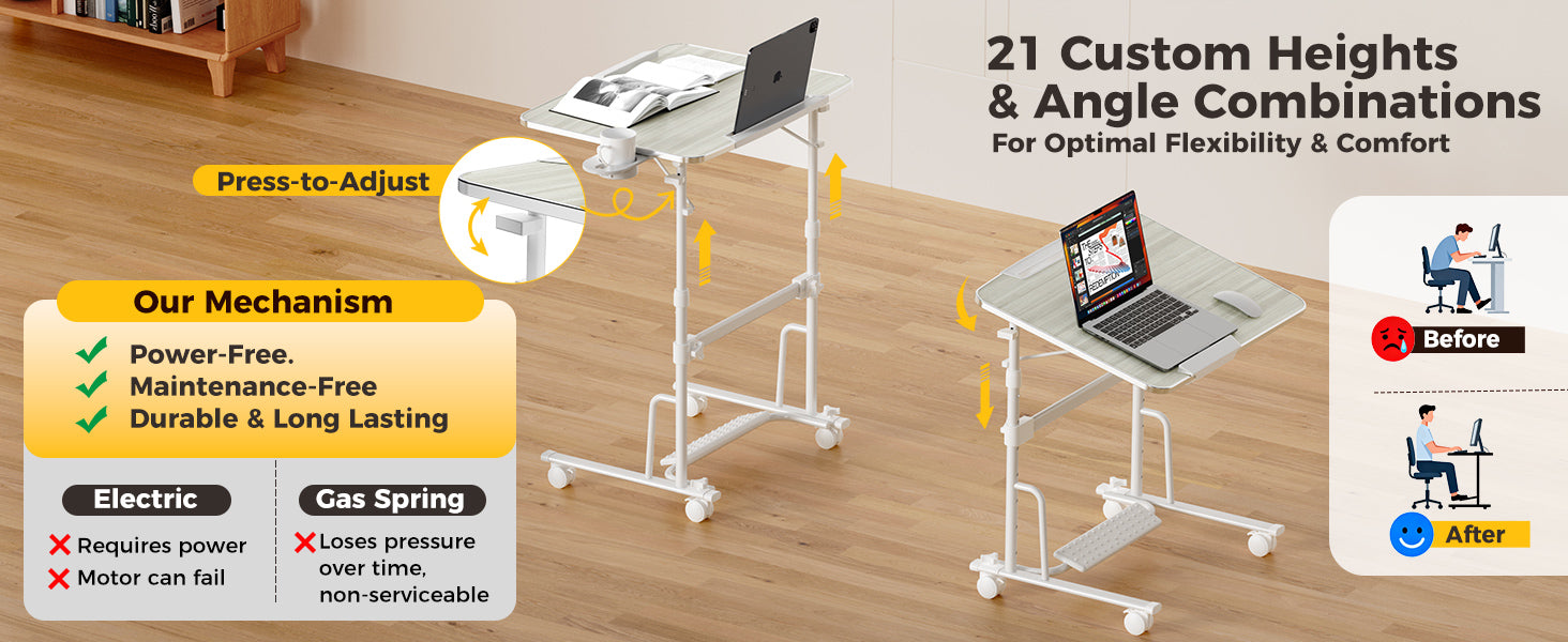 FoldWise skládací stojací a pojízdný stůl – White — view 2