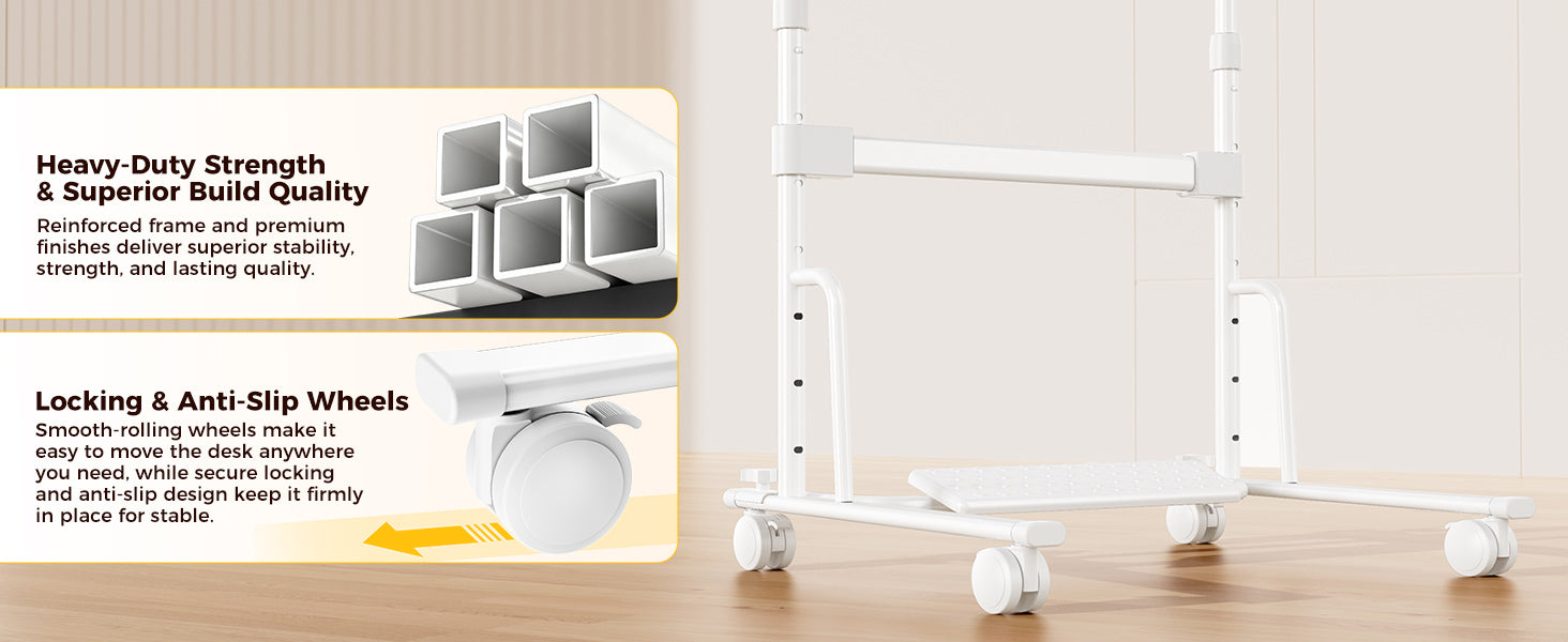 FoldWise skládací stojací a pojízdný stůl – White — view 4