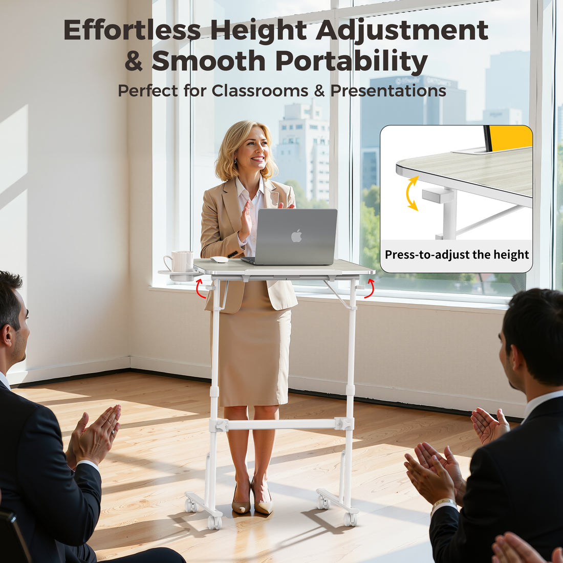 FoldWise foldable rolling standing desk – white