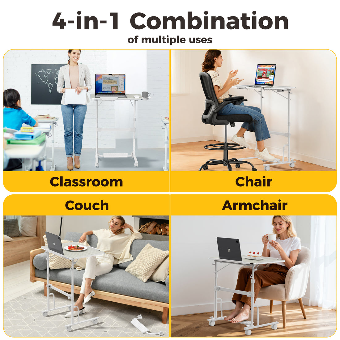 FoldWise foldable rolling standing desk – white