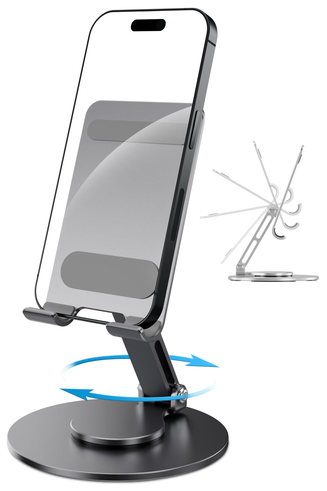 FoldWise foldable aluminium phone stand – gray