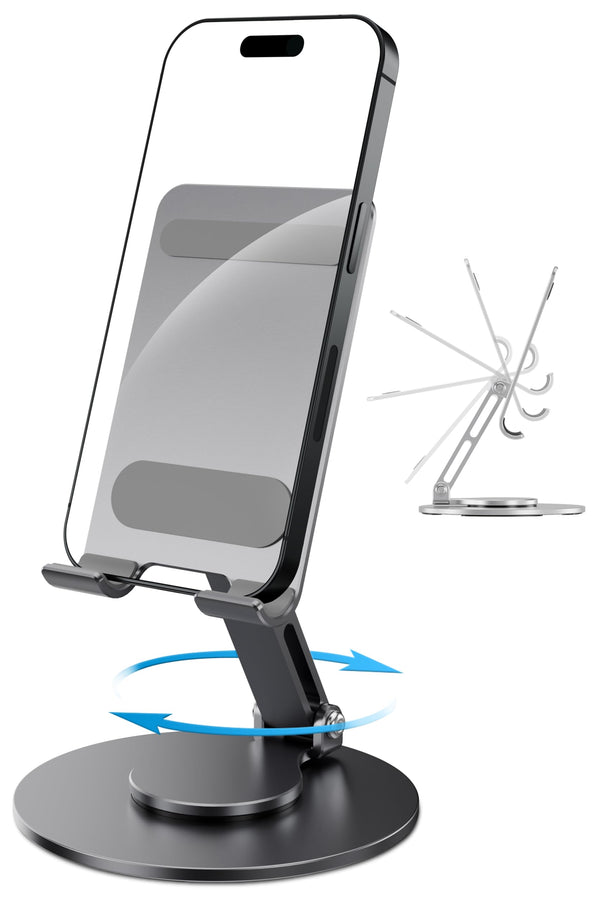 FoldWise foldable aluminium phone stand – gray