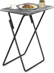 FoldWise Marble-Effect Folding Side Table - Fully Assembled — Black