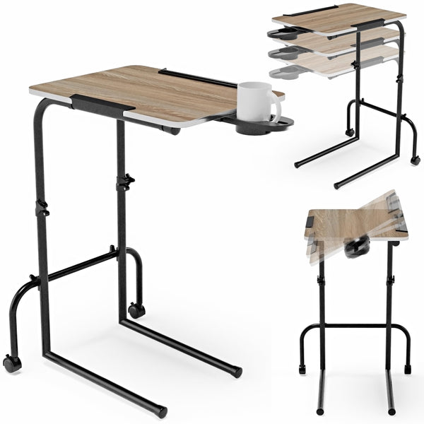 FoldWise wheeled height-adjustable overbed table