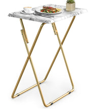 FoldWise Marble-Effect Folding Side Table - Fully Assembled — Golden(White)