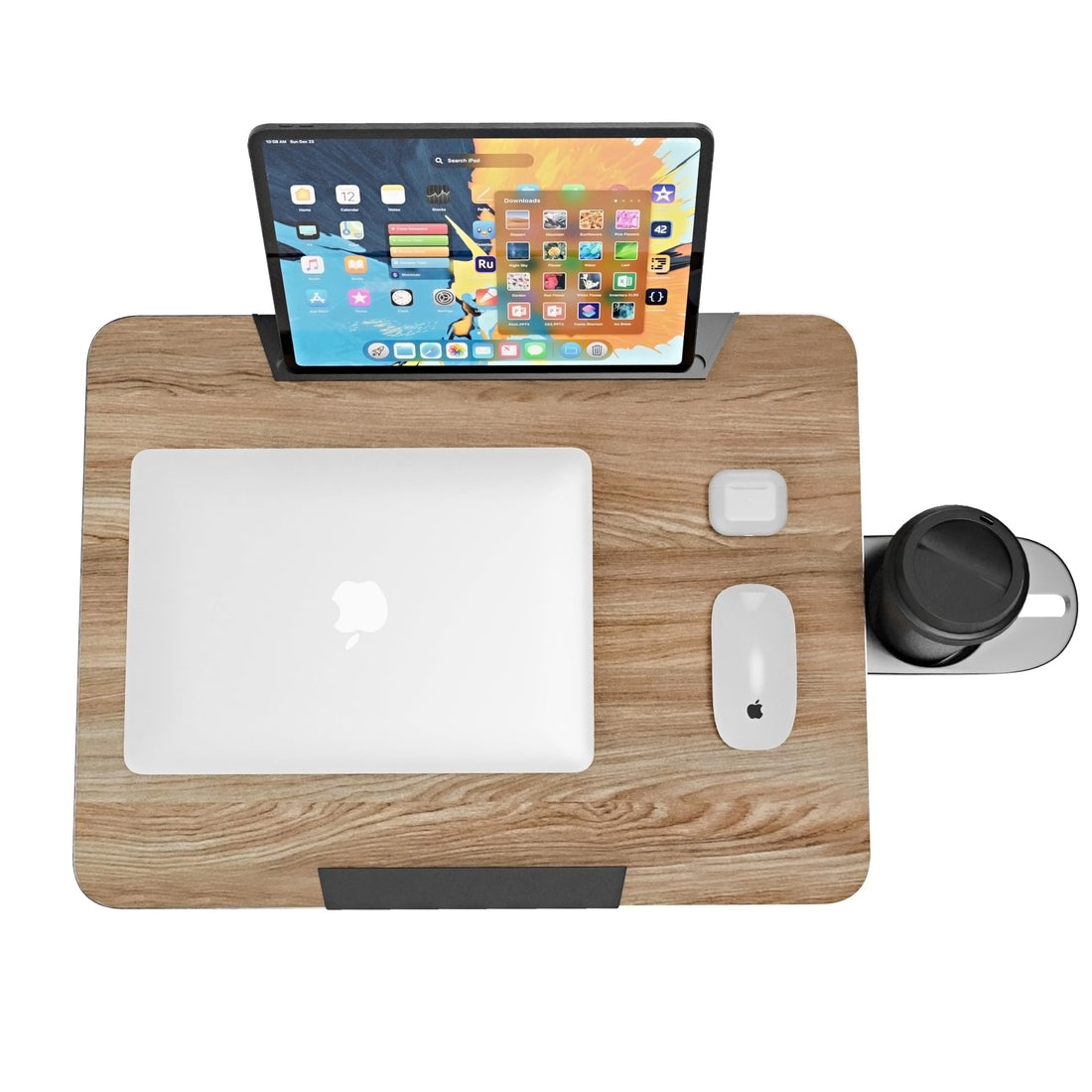 FoldWise wheeled height-adjustable overbed table