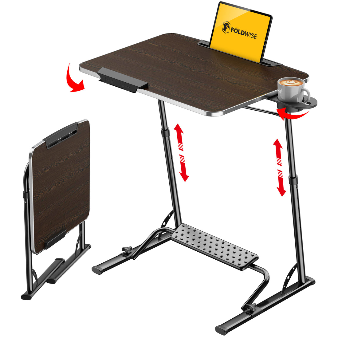 FoldWise folding laptop table for sofa & bed – black