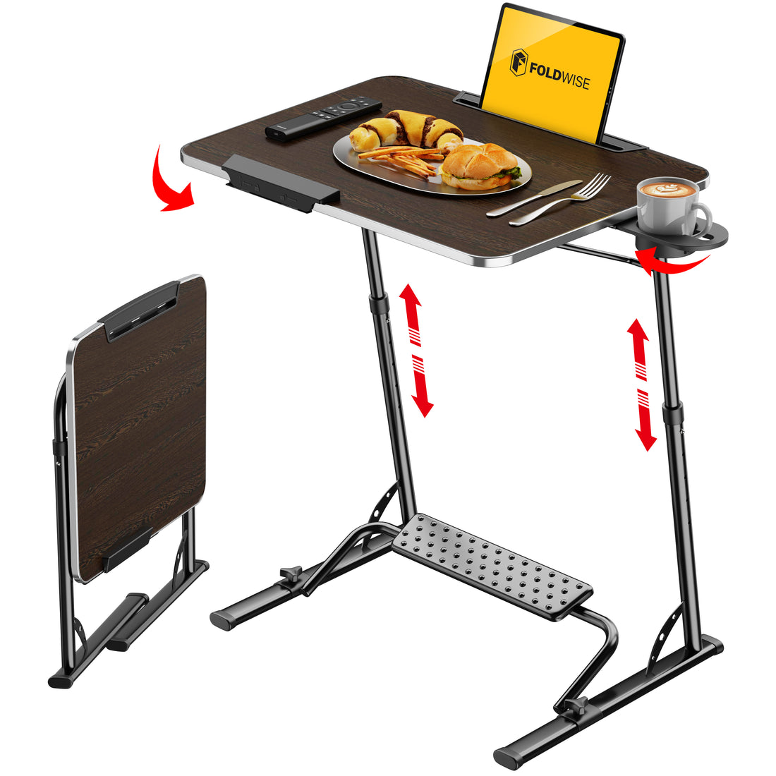 FoldWise folding laptop table for sofa & bed – black