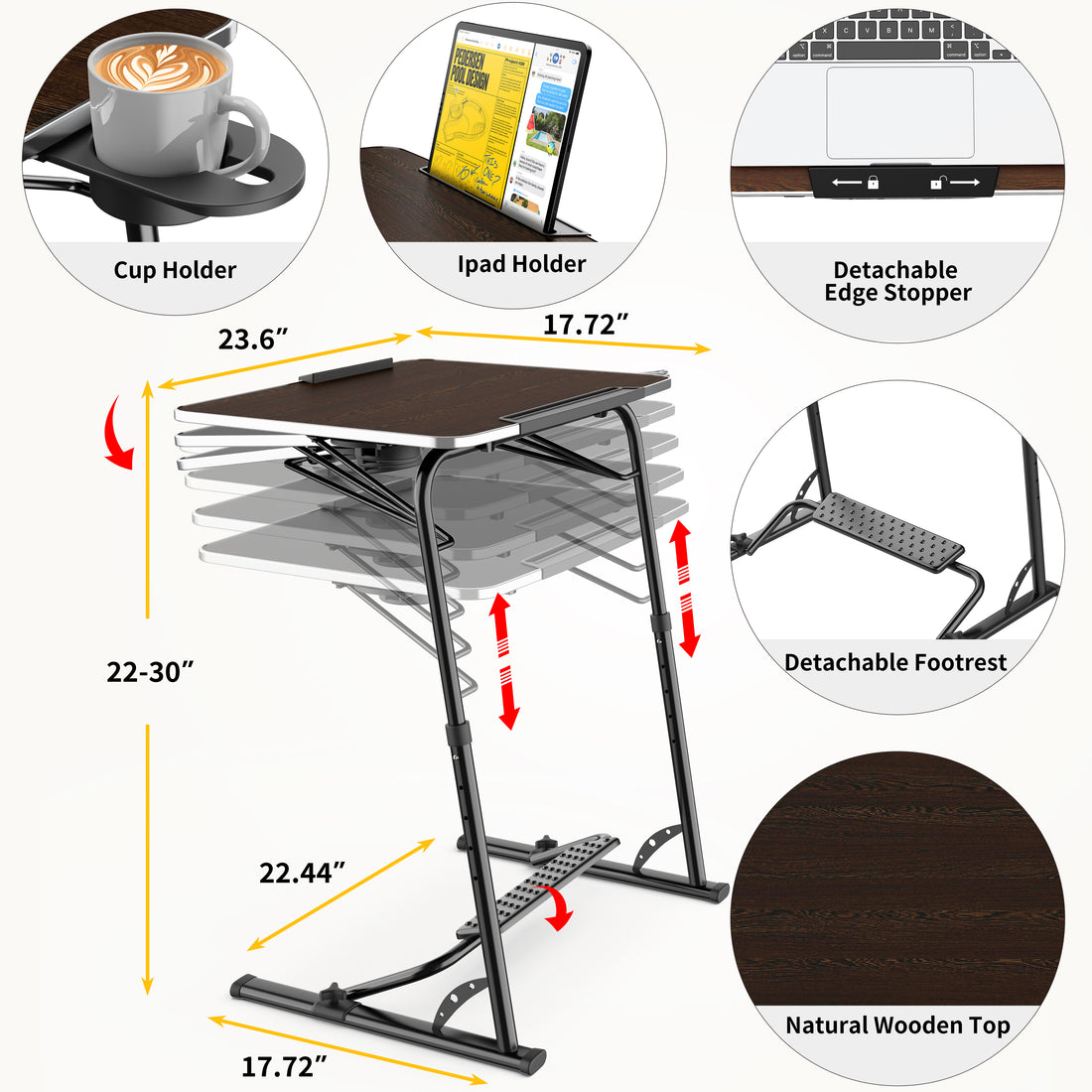 FoldWise folding laptop table for sofa & bed – black