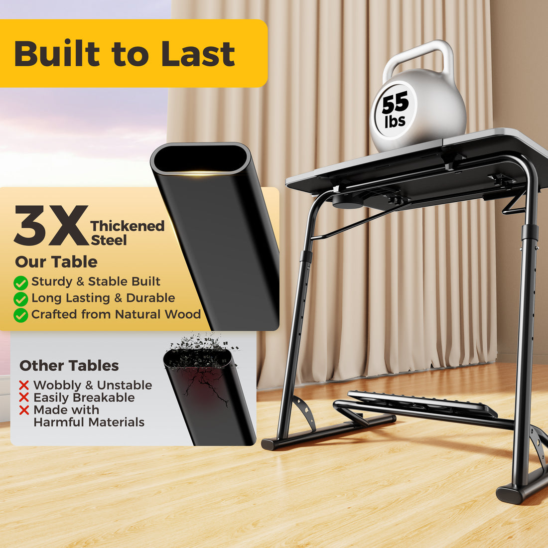 FoldWise folding laptop table for sofa & bed – black