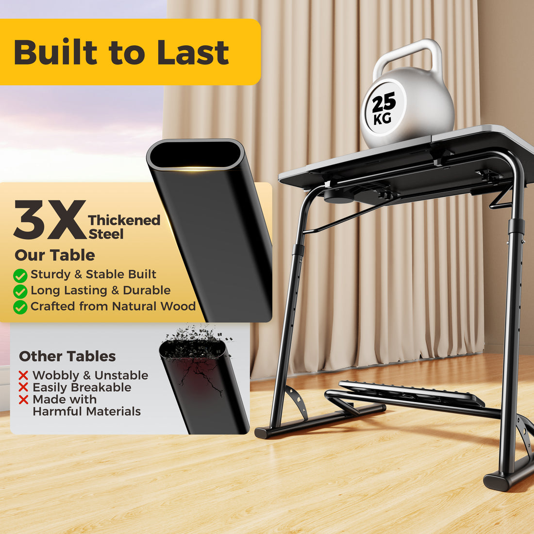 FoldWise folding laptop table for sofa & bed – black