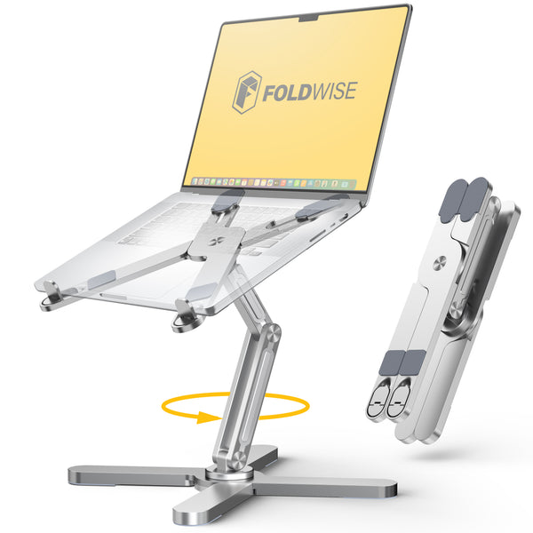 FoldWise X aluminium laptop stand – silver