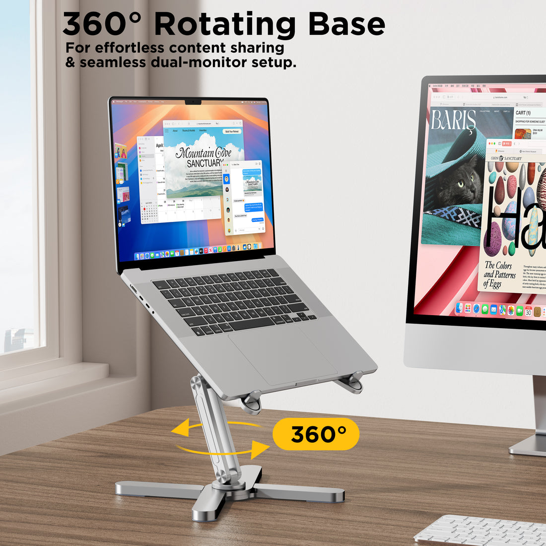 FoldWise X aluminium laptop stand – silver