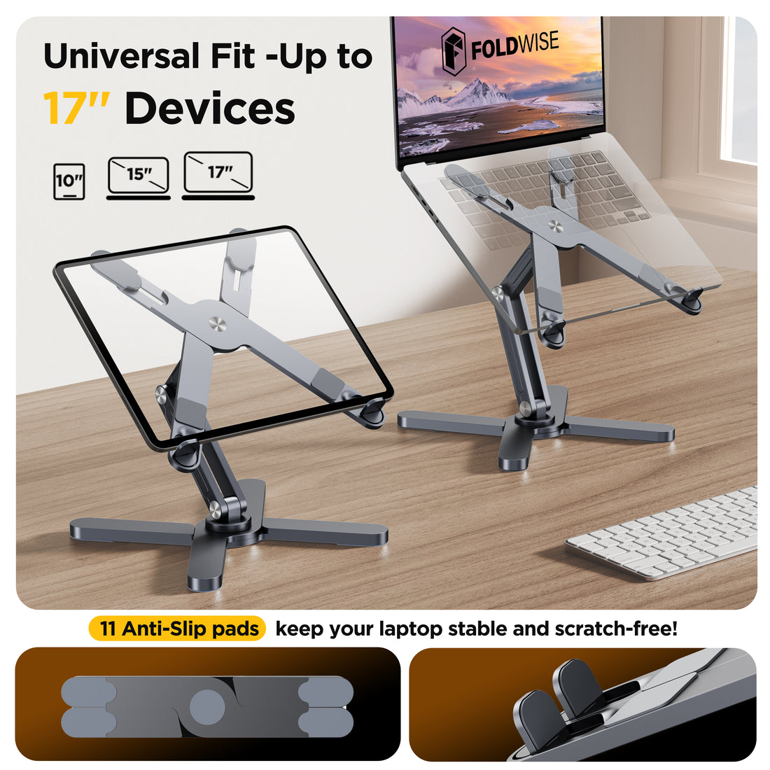 FoldWise X aluminium laptop stand – gray