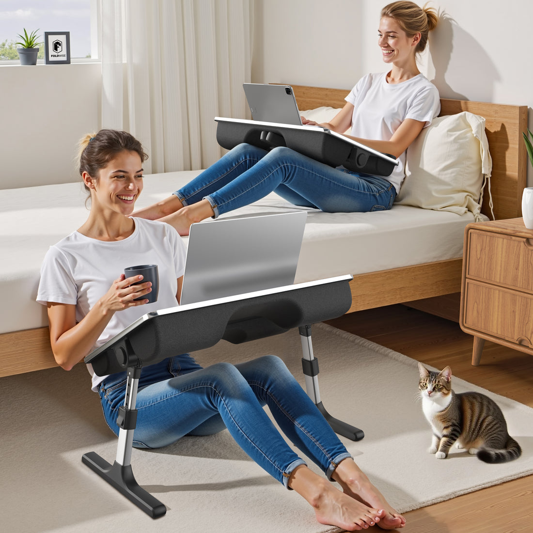 FoldWise 2-in-1 bed table & lap desk – black