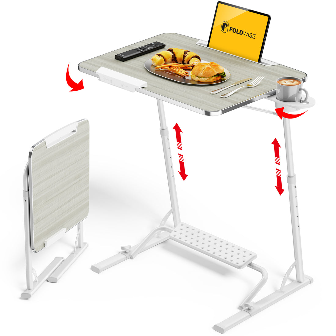 FoldWise folding laptop table for sofa & bed – white