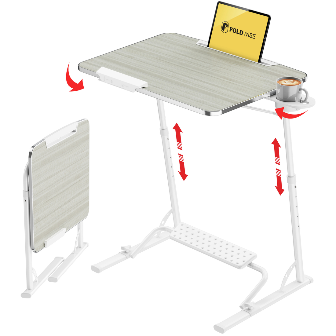 FoldWise folding laptop table for sofa & bed – white