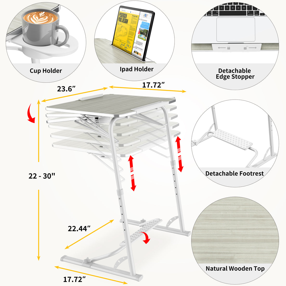 FoldWise folding laptop table for sofa & bed – white