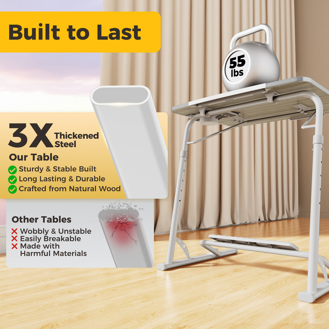 FoldWise folding laptop table for sofa & bed – white