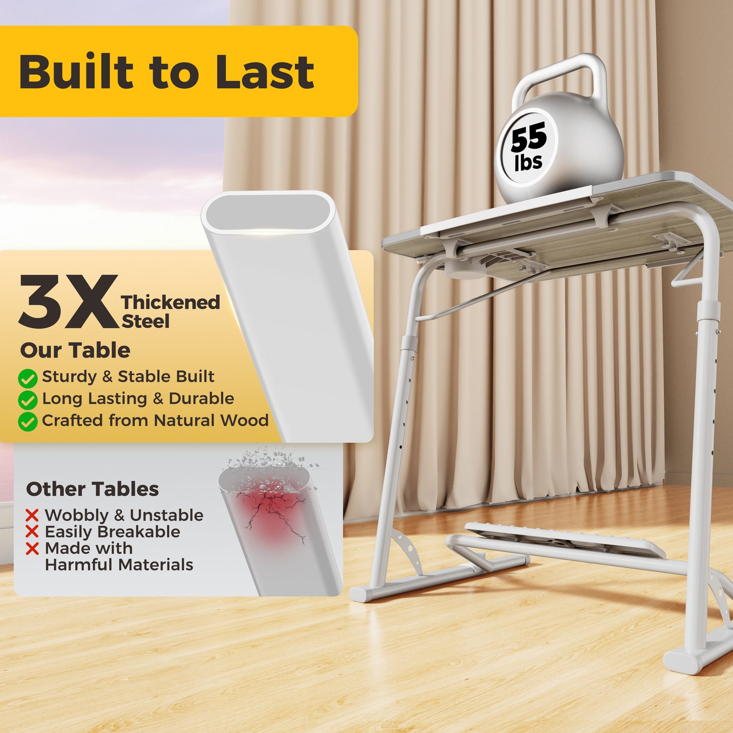 FoldWise Folding Laptop Table for Sofa & Couch — Height & Angle Adjustable TV Tray Desk | Footrest, Cup Holder, iPad Holder | Extra Large, Sturdy, Foldable