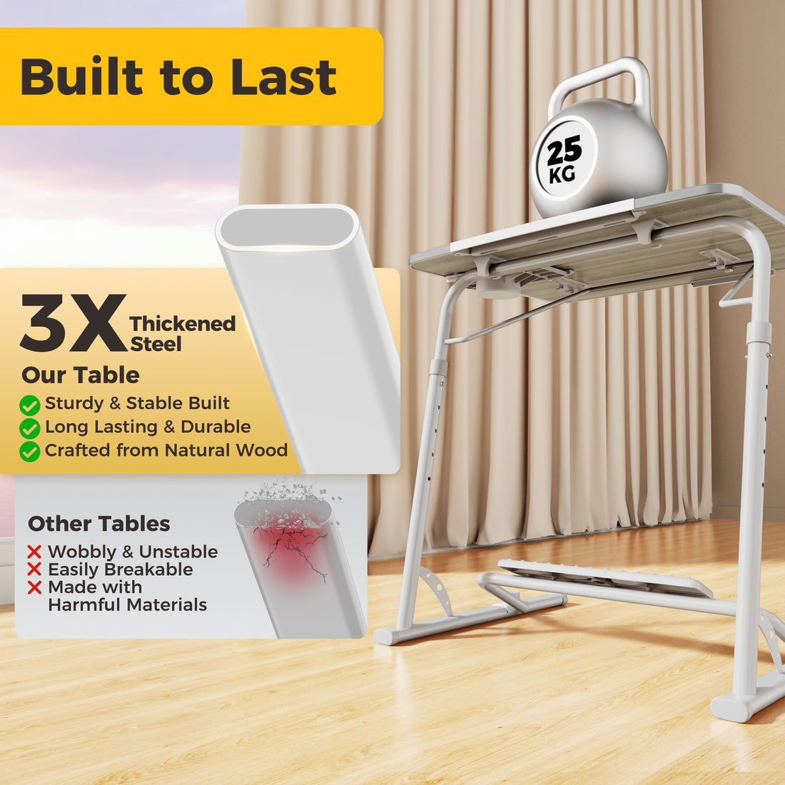 FoldWise folding laptop table for sofa & bed – white