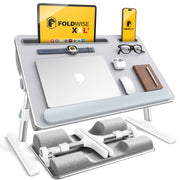 FoldWise stolek do postele a na klín 2 v 1 – nastavitelná výška a úhel — White