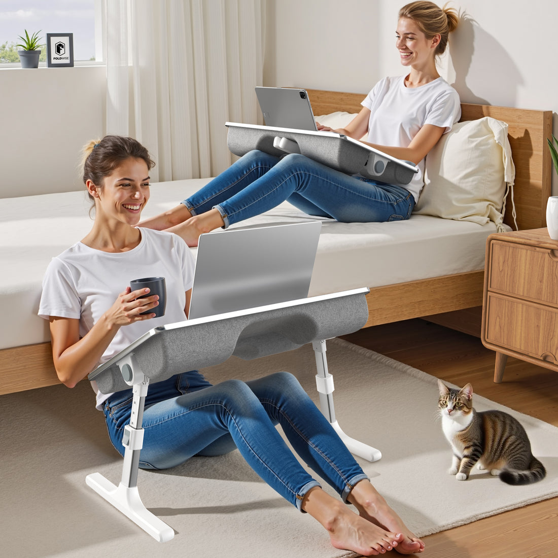 FoldWise 2-in-1 bed table & lap desk – white