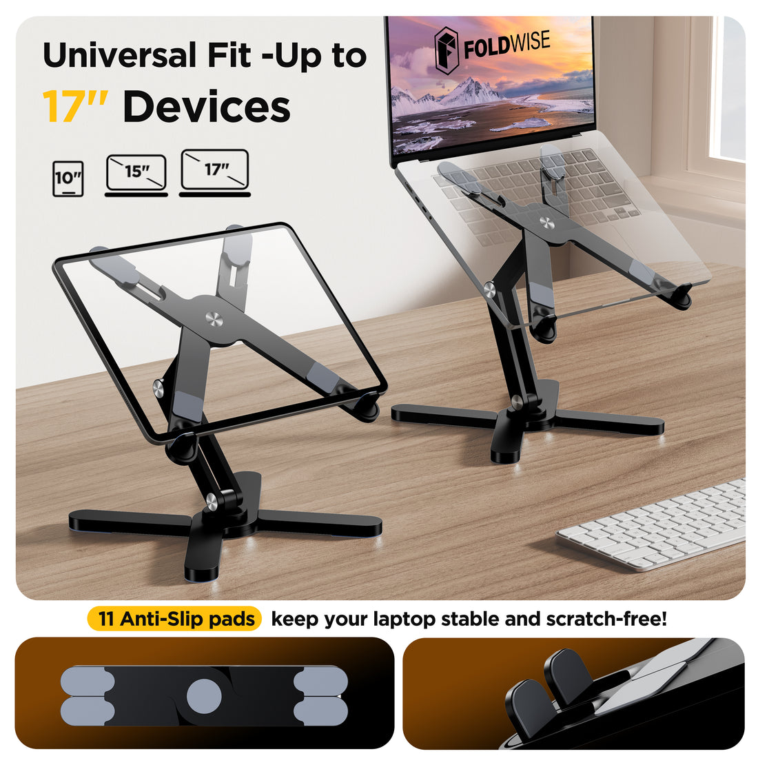 FoldWise X aluminium laptop stand – black