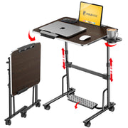 FoldWise Foldable Standing & Rolling Desk - Adjustable Heights & Angles — Black