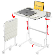 FoldWise Foldable Standing & Rolling Desk - Adjustable Heights & Angles — White