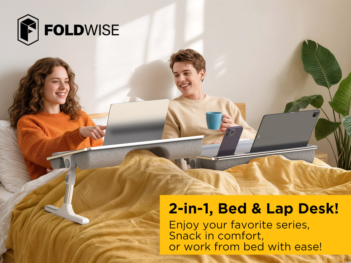 FoldWise stolek do postele a na klín 2 v 1 – White — view 2