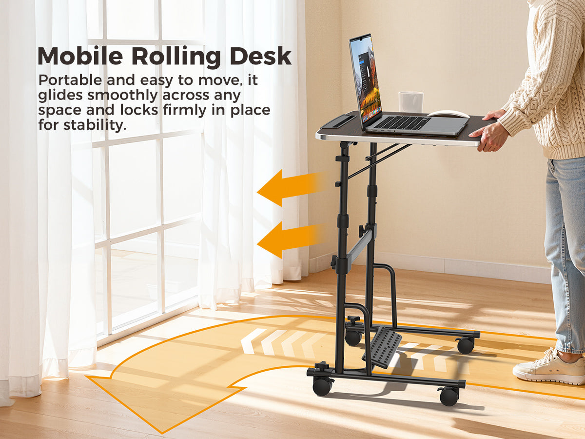 FoldWise kokkupandav seisulaud ratastel – Black — view 8