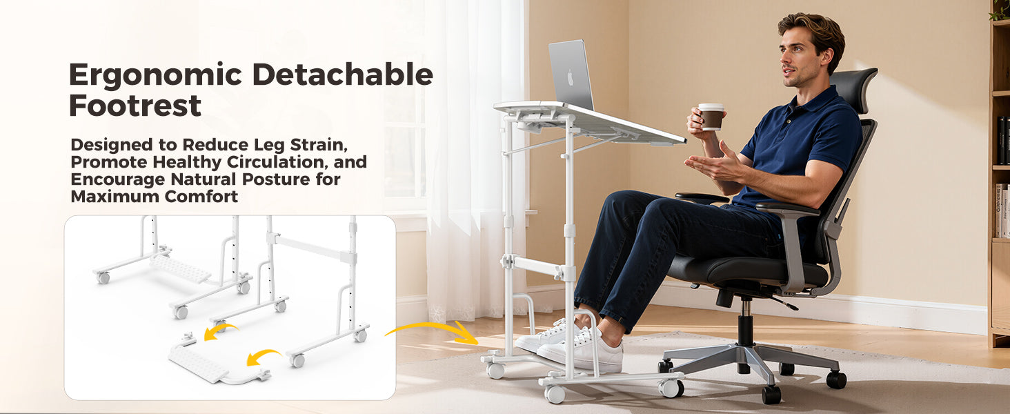 FoldWise kokkupandav seisulaud ratastel – White — view 5