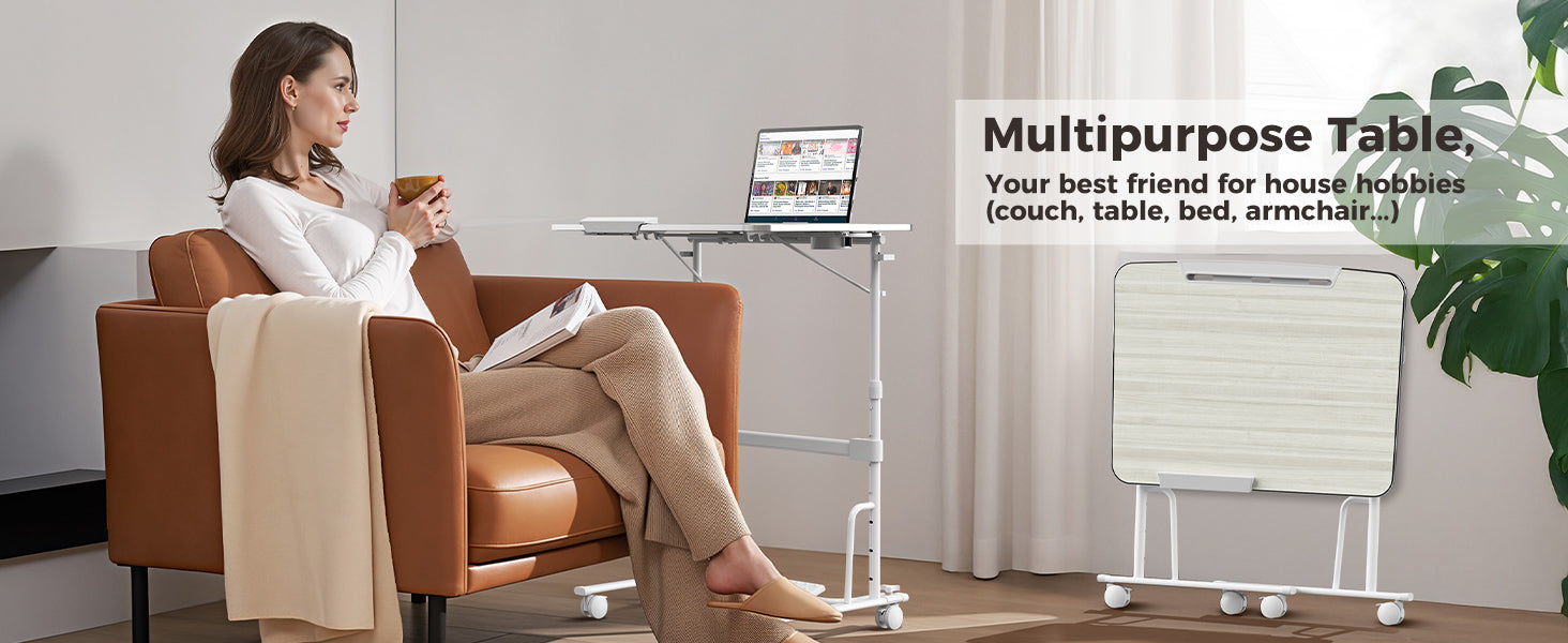 FoldWise kokkupandav seisulaud ratastel – White — view 8