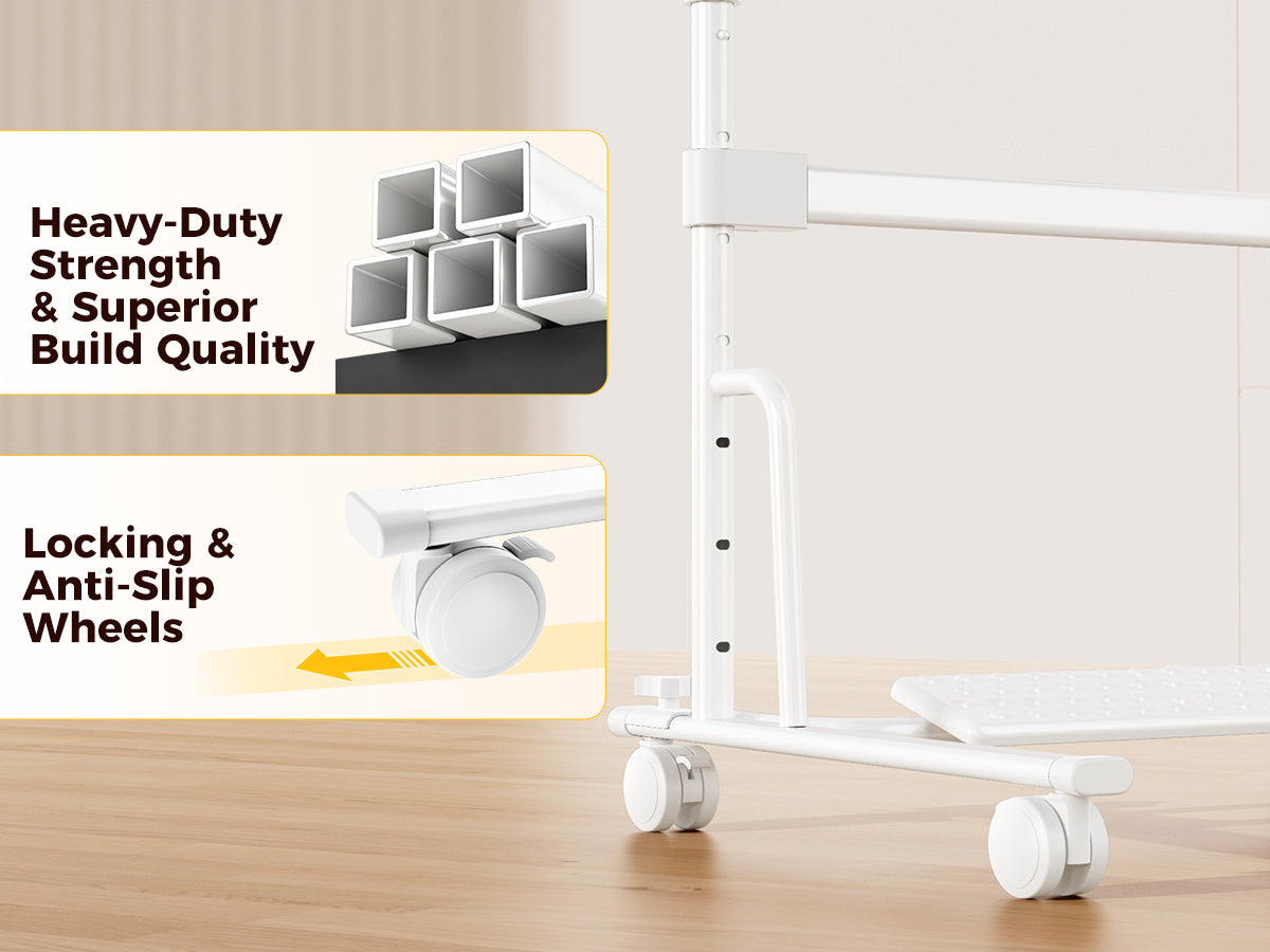 FoldWise kokkupandav seisulaud ratastel – White — view 4