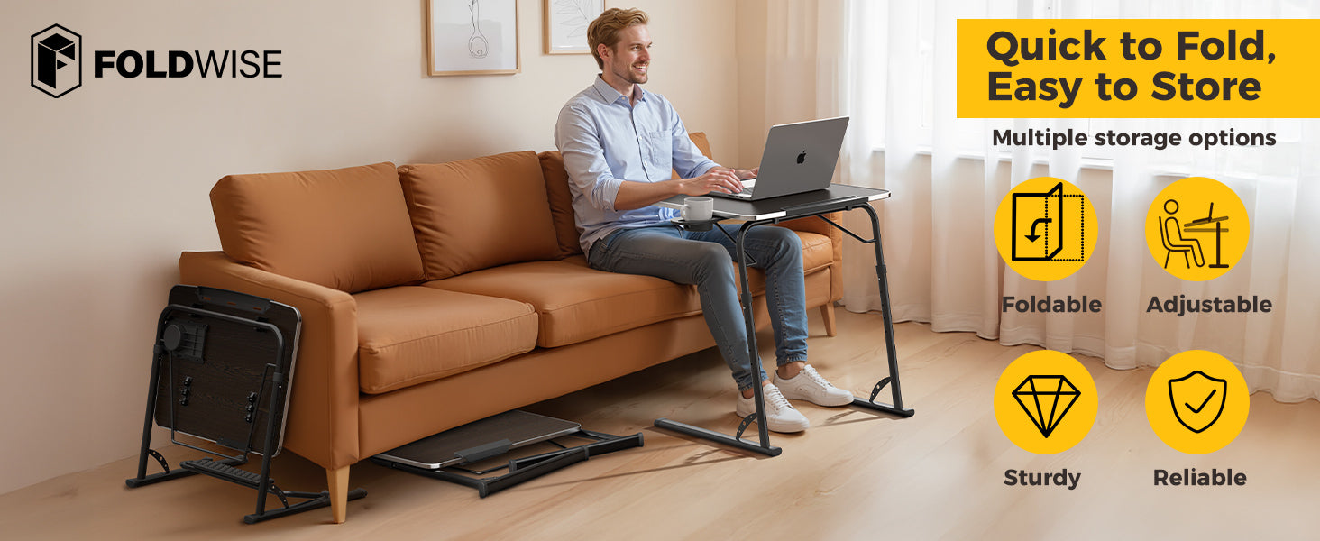 FoldWise Folding Laptop Table for Sofa & Bed – Black — view 6