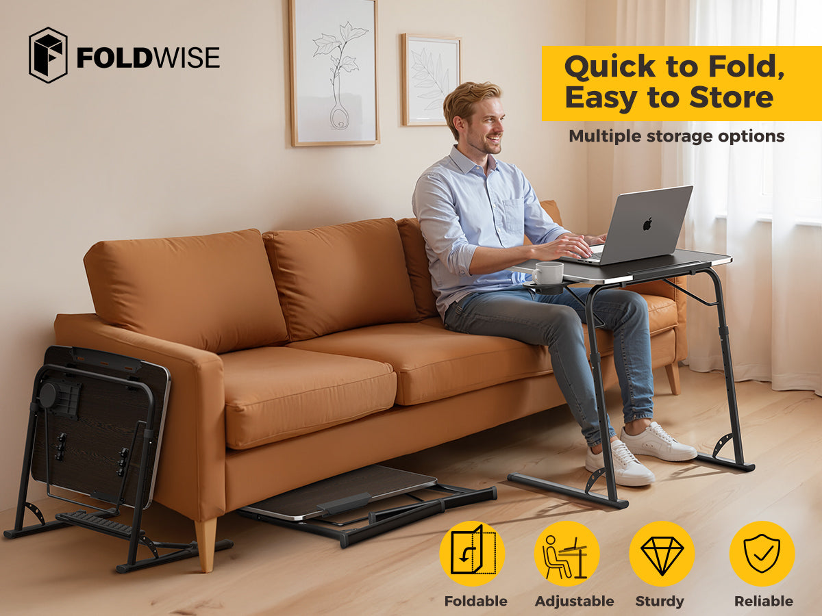 FoldWise Folding Laptop Table for Sofa & Bed – Black — view 6