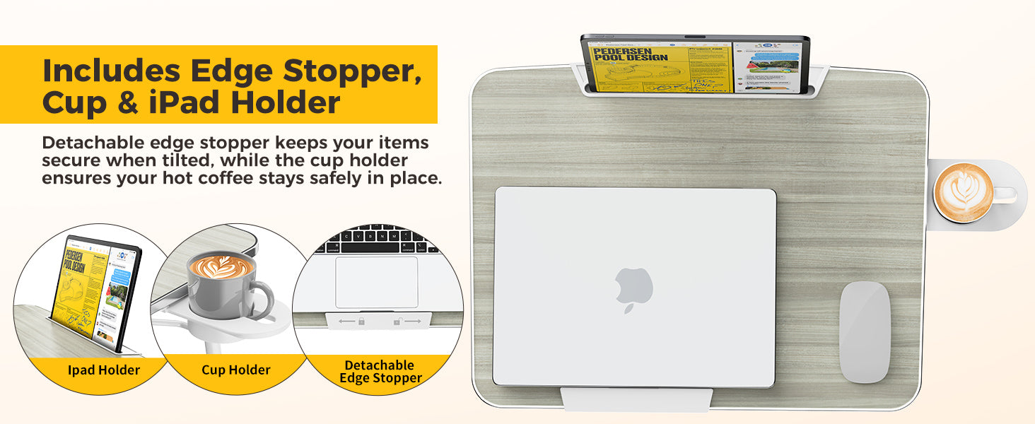 FoldWise Folding Laptop Table for Sofa & Bed – White — view 3
