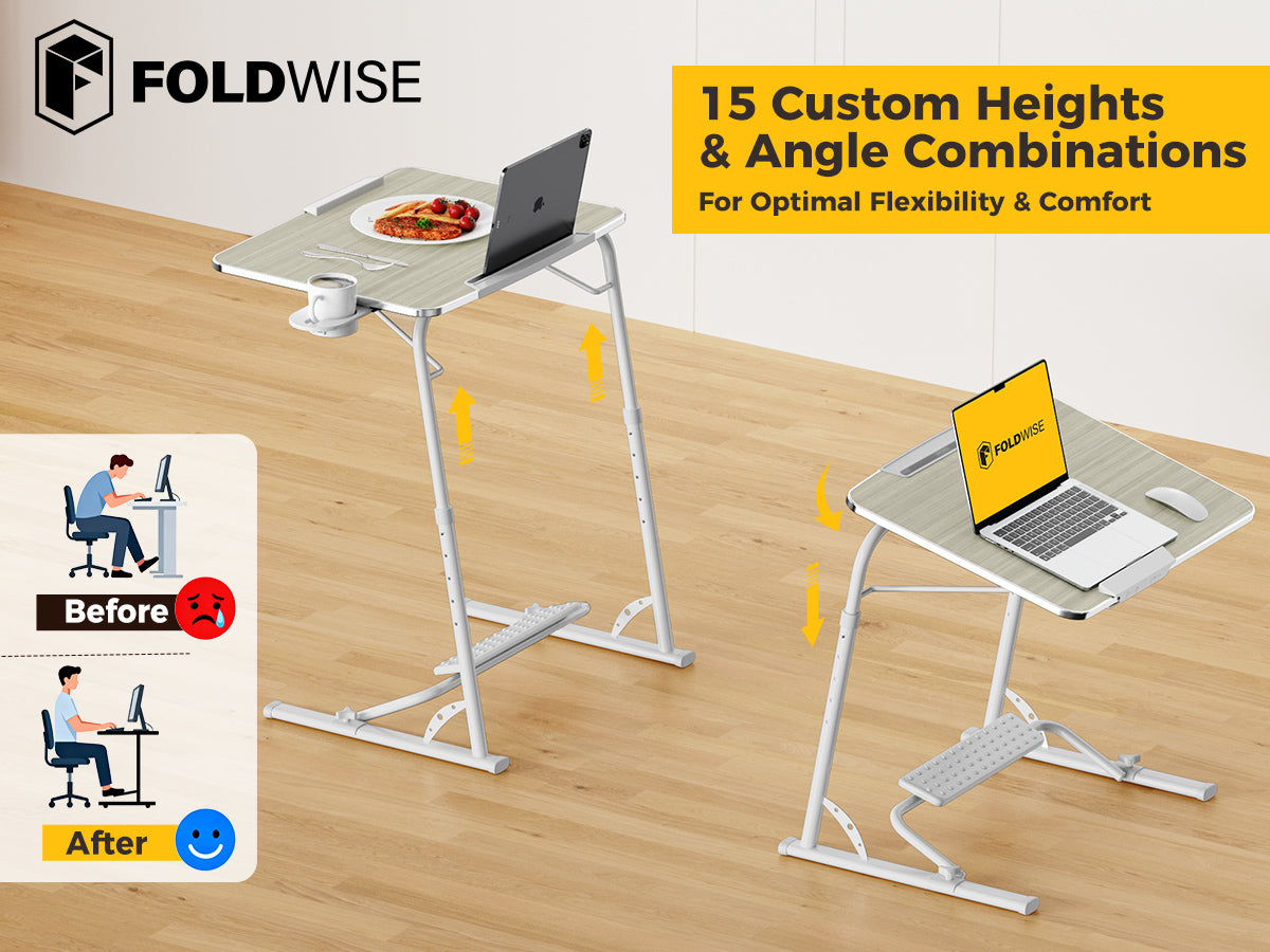 FoldWise Folding Laptop Table for Sofa & Bed – White — view 1