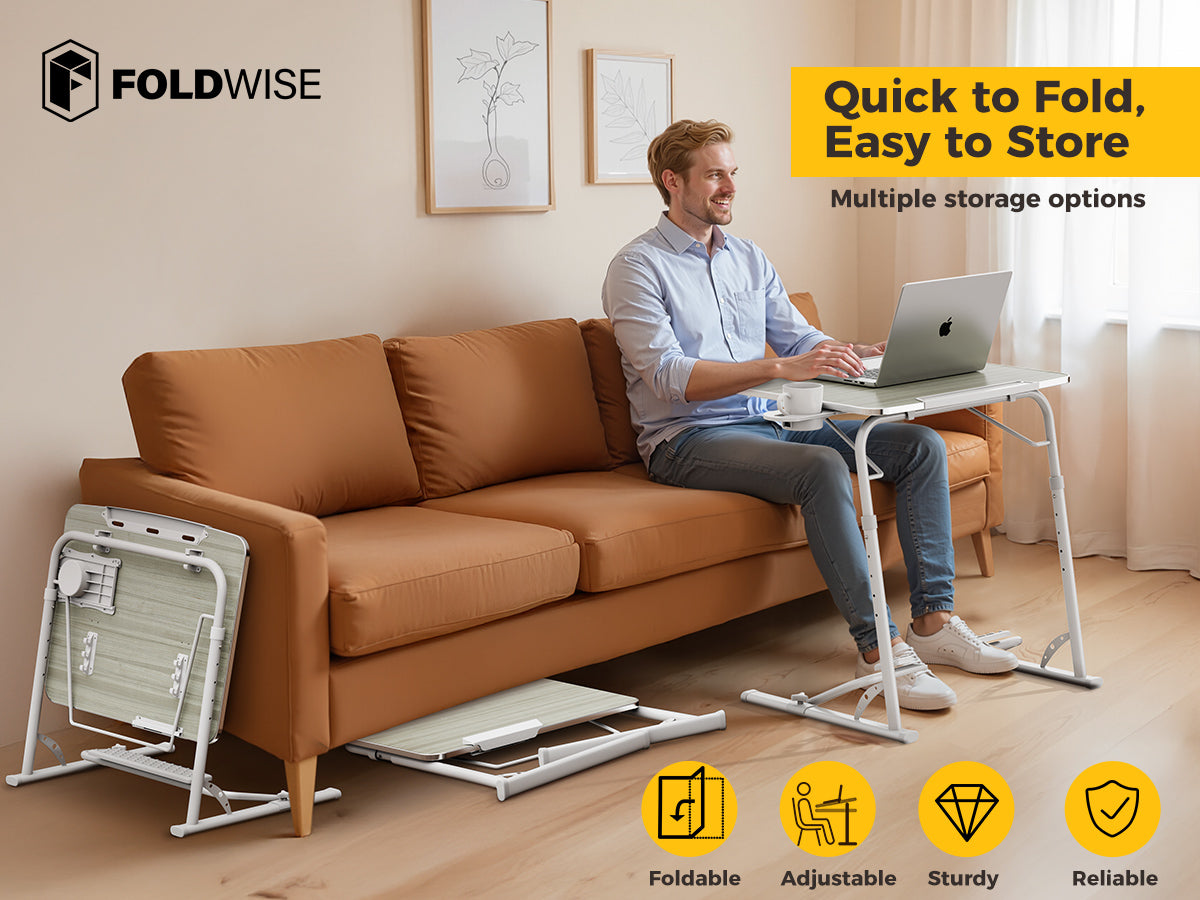 FoldWise Folding Laptop Table for Sofa & Bed – White — view 6