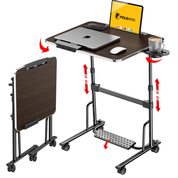 FoldWise foldable rolling standing desk – black